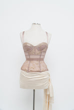 Load image into Gallery viewer, VICTORIA SECRET x Blush, Gold Metallic Lace Corset (XS, B Cup)