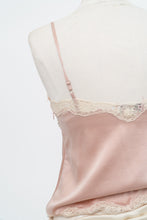 Load image into Gallery viewer, Vintage x FREE FOR HUMANITY Pink Sequin, Lace Silk Tank (M)