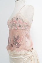 Load image into Gallery viewer, Vintage x FREE FOR HUMANITY Pink Sequin, Lace Silk Tank (M)
