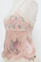 Load image into Gallery viewer, Vintage x FREE FOR HUMANITY Pink Sequin, Lace Silk Tank (M)