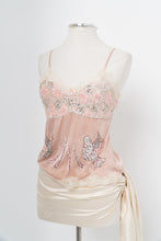 Load image into Gallery viewer, Vintage x FREE FOR HUMANITY Pink Sequin, Lace Silk Tank (M)