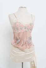Load image into Gallery viewer, Vintage x FREE FOR HUMANITY Pink Sequin, Lace Silk Tank (M)