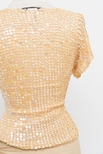 Load image into Gallery viewer, Vintage x Made in Hong Kong x DEBBIE SHUCHAT Yellow Irridescent Sequin Knit Top (M, L)