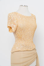 Load image into Gallery viewer, Vintage x Made in Hong Kong x DEBBIE SHUCHAT Yellow Irridescent Sequin Knit Top (M, L)