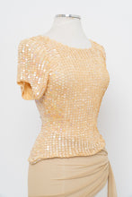 Load image into Gallery viewer, Vintage x Made in Hong Kong x DEBBIE SHUCHAT Yellow Irridescent Sequin Knit Top (M, L)