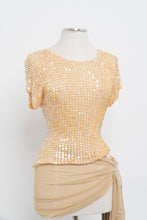 Load image into Gallery viewer, Vintage x Made in Hong Kong x DEBBIE SHUCHAT Yellow Irridescent Sequin Knit Top (M, L)