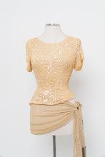 Load image into Gallery viewer, Vintage x Made in Hong Kong x DEBBIE SHUCHAT Yellow Irridescent Sequin Knit Top (M, L)