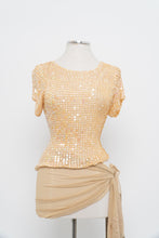 Load image into Gallery viewer, Vintage x Made in Hong Kong x DEBBIE SHUCHAT Yellow Irridescent Sequin Knit Top (M, L)