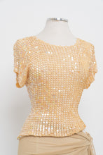 Load image into Gallery viewer, Vintage x Made in Hong Kong x DEBBIE SHUCHAT Yellow Irridescent Sequin Knit Top (M, L)