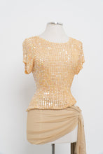 Load image into Gallery viewer, Vintage x Made in Hong Kong x DEBBIE SHUCHAT Yellow Irridescent Sequin Knit Top (M, L)