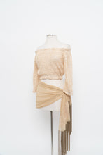 Load image into Gallery viewer, Vintage x Beige Sheer Fringe Embroidered Scaf