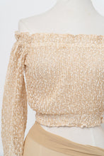 Load image into Gallery viewer, Vintage x Made in Positano x CASA MASTRO Gold, Cream Knit Off-Shoulder Crop (XS-M)