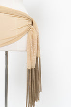 Load image into Gallery viewer, Vintage x Beige Sheer Fringe Embroidered Scaf
