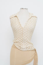 Load image into Gallery viewer, Vintage x Butter Yellow, White Lace Collared Tank (S)