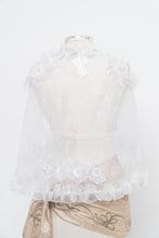 Load image into Gallery viewer, Vintage x White Sheer Mesh Embroidered Frily Vest (XS, S)