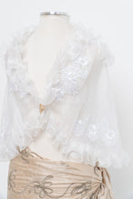 Load image into Gallery viewer, Vintage x White Sheer Mesh Embroidered Frily Vest (XS, S)