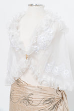 Load image into Gallery viewer, Vintage x White Sheer Mesh Embroidered Frily Vest (XS, S)