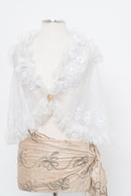Load image into Gallery viewer, Vintage x White Sheer Mesh Embroidered Frily Vest (XS, S)