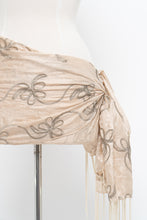 Load image into Gallery viewer, Vintage x Beige Silk Embroidered Fringe Scarf