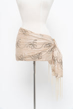 Load image into Gallery viewer, Vintage x Beige Silk Embroidered Fringe Scarf