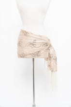 Load image into Gallery viewer, Vintage x Beige Silk Embroidered Fringe Scarf