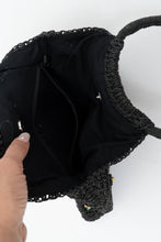 Load image into Gallery viewer, Vintage x Black Straw Beaded Floral Purse