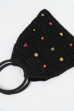 Load image into Gallery viewer, Vintage x Black Straw Beaded Floral Purse
