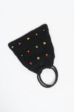 Load image into Gallery viewer, Vintage x Black Straw Beaded Floral Purse