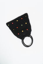 Load image into Gallery viewer, Vintage x Black Straw Beaded Floral Purse