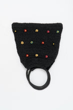 Load image into Gallery viewer, Vintage x Black Straw Beaded Floral Purse