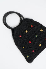 Load image into Gallery viewer, Vintage x Black Straw Beaded Floral Purse