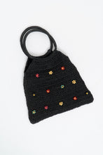 Load image into Gallery viewer, Vintage x Black Straw Beaded Floral Purse