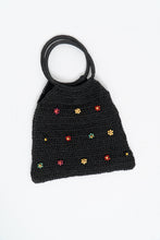 Load image into Gallery viewer, Vintage x Black Straw Beaded Floral Purse