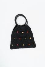 Load image into Gallery viewer, Vintage x Black Straw Beaded Floral Purse