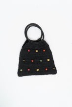 Load image into Gallery viewer, Vintage x Black Straw Beaded Floral Purse