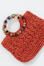 Load image into Gallery viewer, Vintage x Orange Straw Beaded Purse