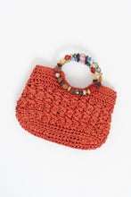 Load image into Gallery viewer, Vintage x Orange Straw Beaded Purse