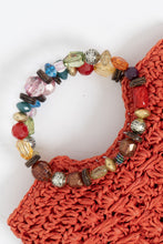 Load image into Gallery viewer, Vintage x Orange Straw Beaded Purse