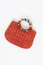 Load image into Gallery viewer, Vintage x Orange Straw Beaded Purse