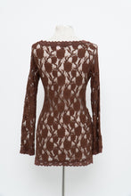 Load image into Gallery viewer, Vintage x LA VIE EN ROSE Brown Lace Long Leeve Dress (S-L)