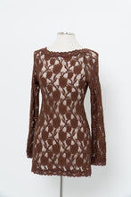 Load image into Gallery viewer, Vintage x LA VIE EN ROSE Brown Lace Long Leeve Dress (S-L)