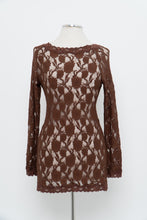 Load image into Gallery viewer, Vintage x LA VIE EN ROSE Brown Lace Long Leeve Dress (S-L)