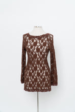 Load image into Gallery viewer, Vintage x LA VIE EN ROSE Brown Lace Long Leeve Dress (S-L)