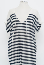 Load image into Gallery viewer, Vintage x J CREW White Navy Striped Light Cotton Coverup (XS-M)