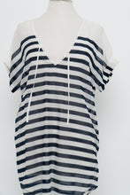 Load image into Gallery viewer, Vintage x J CREW White Navy Striped Light Cotton Coverup (XS-M)