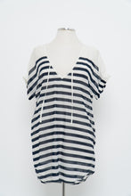 Load image into Gallery viewer, Vintage x J CREW White Navy Striped Light Cotton Coverup (XS-M)