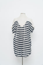Load image into Gallery viewer, Vintage x J CREW White Navy Striped Light Cotton Coverup (XS-M)