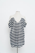 Load image into Gallery viewer, Vintage x J CREW White Navy Striped Light Cotton Coverup (XS-M)