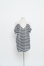 Load image into Gallery viewer, Vintage x J CREW White Navy Striped Light Cotton Coverup (XS-M)