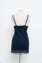 Load image into Gallery viewer, Vintage x LE BOUDOIR Navy Butterfly Mesh Mini Dress (M)